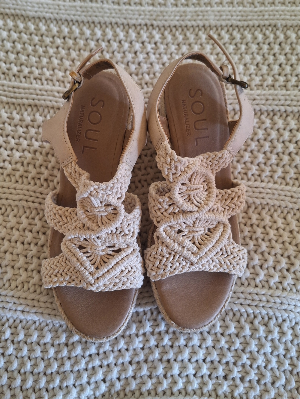 Naturalizer Beige Braided Platform Sandals Size 6.5